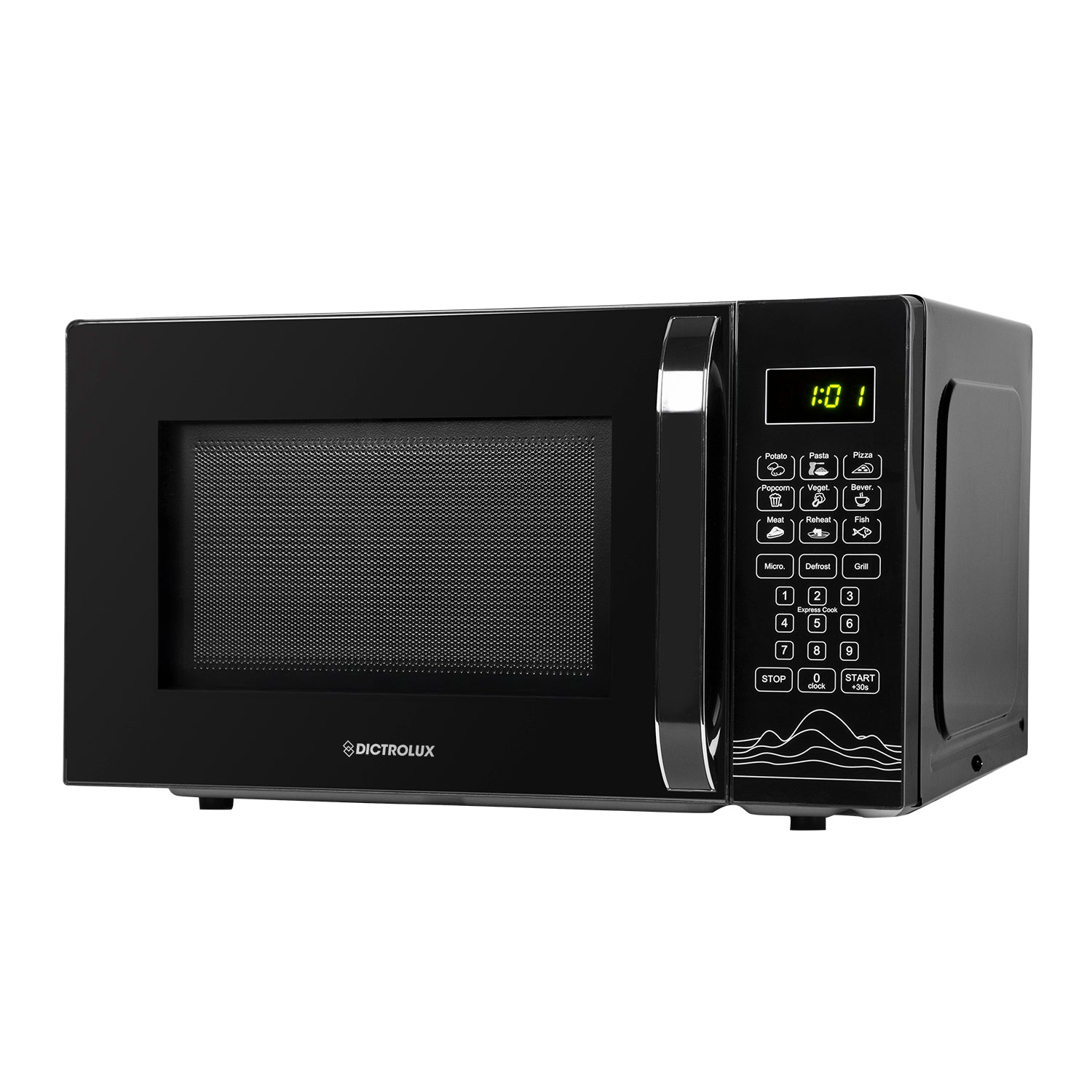 DICTROLUX - Forno Microonde Digitale con Grill 28 litri Cosmo Black 1200 Watt